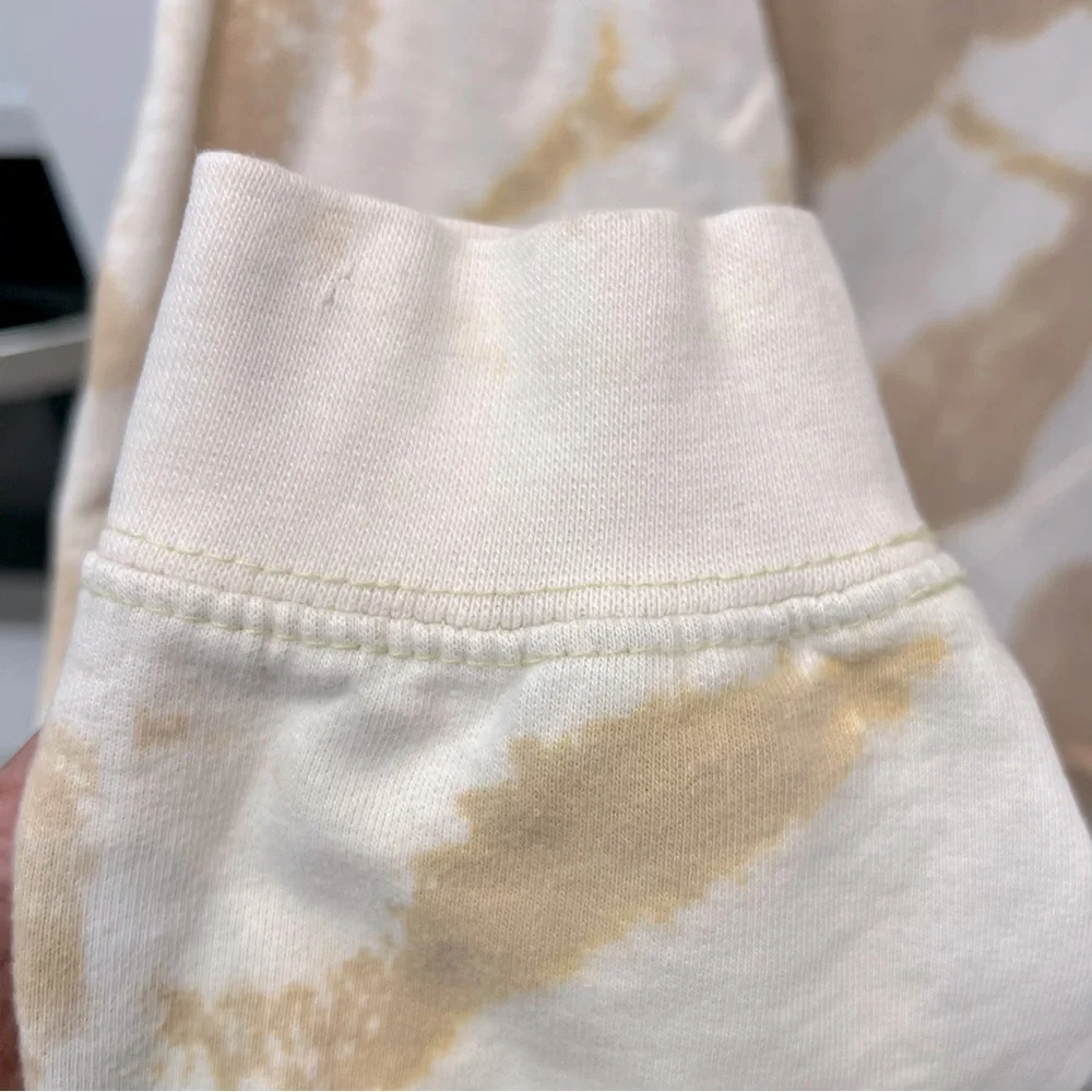 Tan & Off White/Lt Cream Tie Dye VIBES SPEAK LOUDER THAN WORDS Hoodie Sweatshirt - Picture 9 of 14